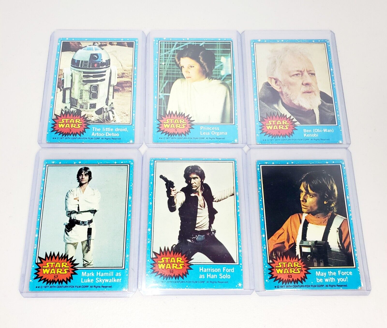 1977 Topps Star Wars Series 1 Lot Of 6 Trading Cards~R2-D2 Obi-Wan Leia Rookies