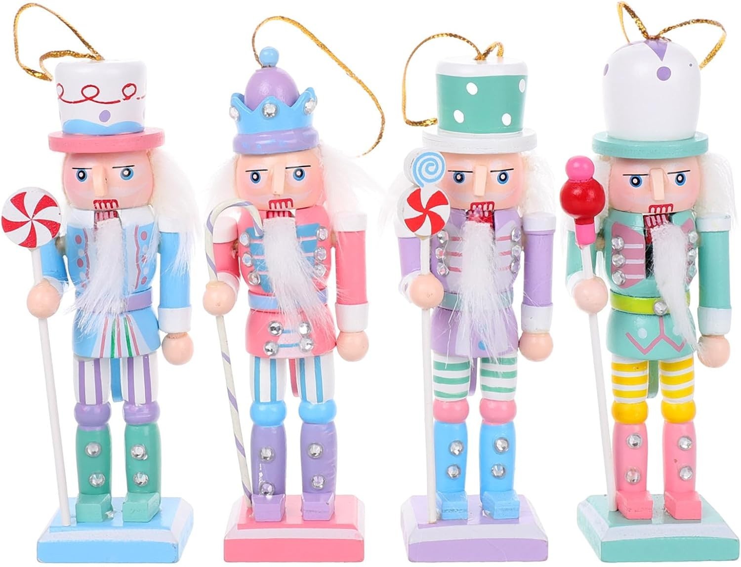4pcs Wooden Christmas Nutcracker Ornaments Soldier Figures Holiday Xmas Tree Dec 4pcs Wooden Christmas Nutcracker Ornaments Soldier Figures Holiday Xmas Tree Dec