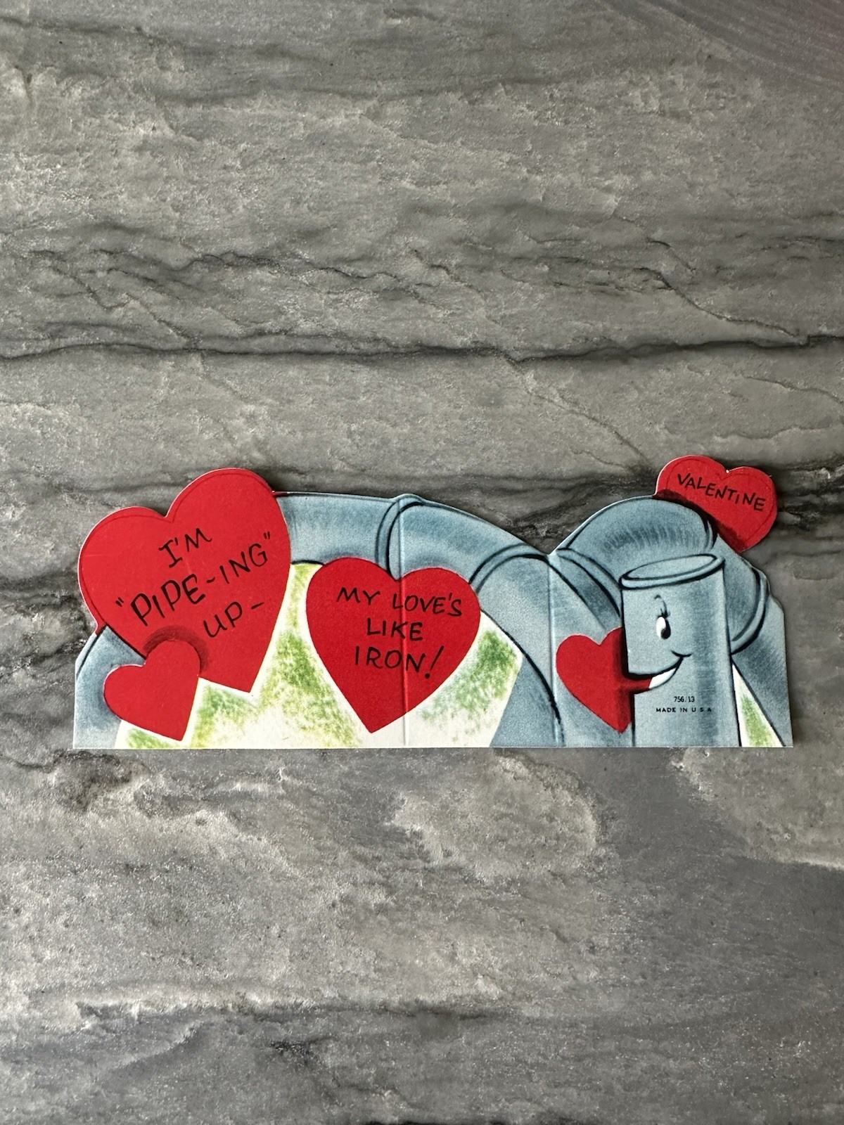 Unused NOS Vintage Valentine Card Anthropomorphic Metal Pipe Plummer Iron Cute Unused NOS Vintage Valentine Card Anthropomorphic Metal Pipe Plummer Iron Cute