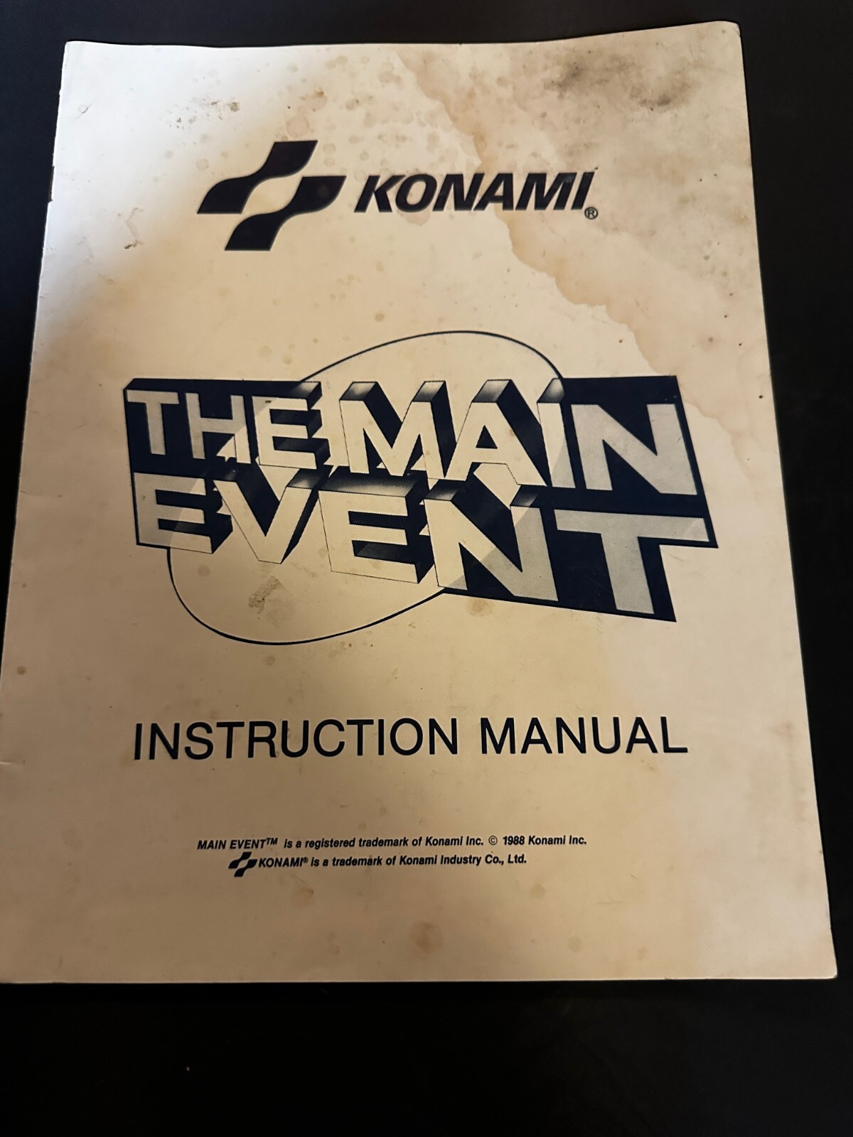 Original Arcade Manual: THE MAIN EVENT - 1988 - KONAMI - Original Arcade Manual: THE MAIN EVENT - 1988 - KONAMI -