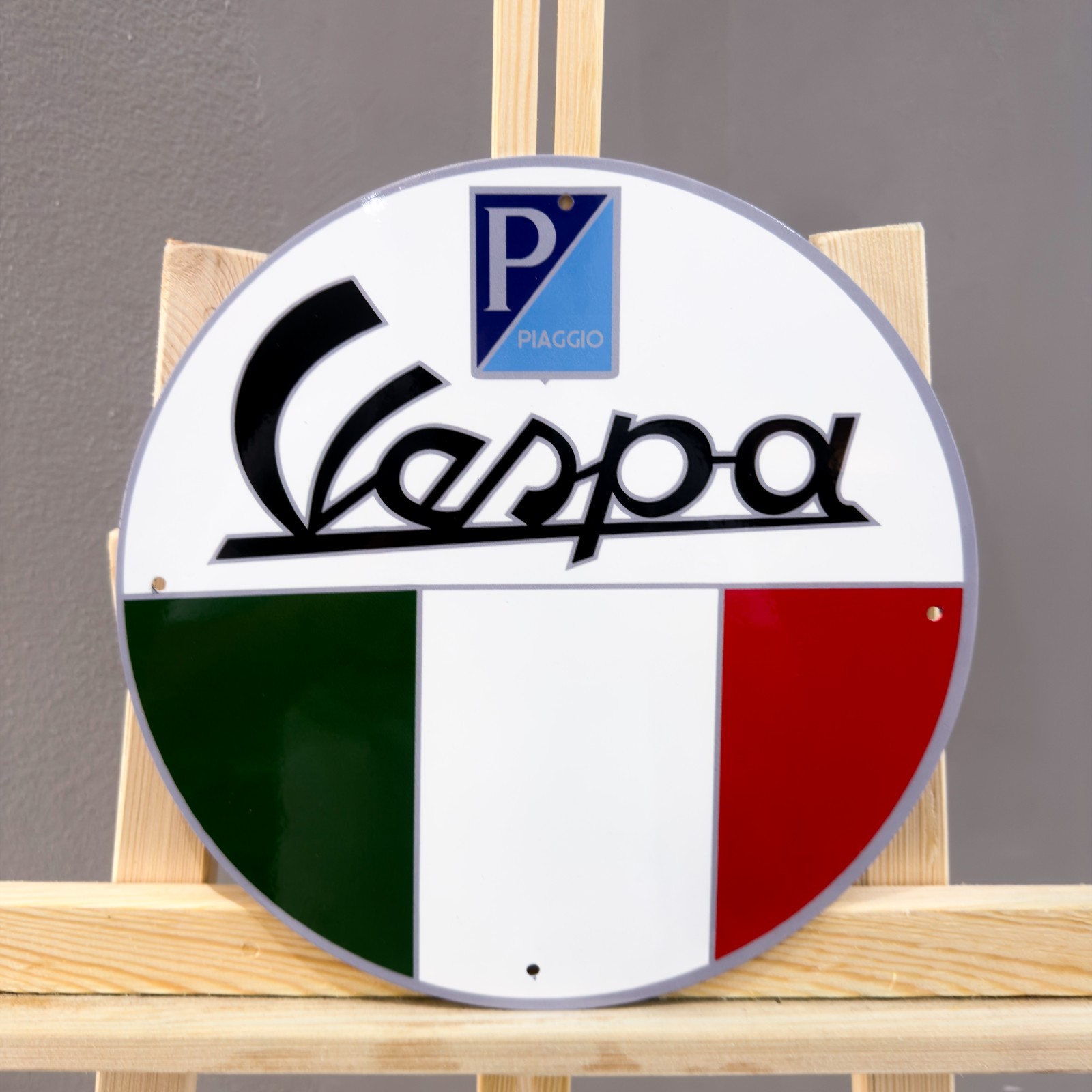 Vespa Piaggio Italian Flag Heavy Metal Sign — Vintage Garage Decor — 30 cm 11.8 Vespa Piaggio Italian Flag Heavy Metal Sign — Vintage Garage Decor — 30 cm 11.8