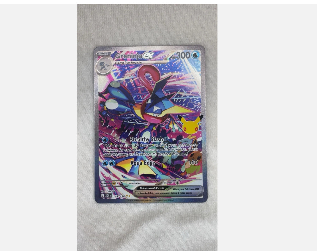 Pokémon TCG 30th Anniversary 148/128 Greninja ex Secret Rare Full Art Holo