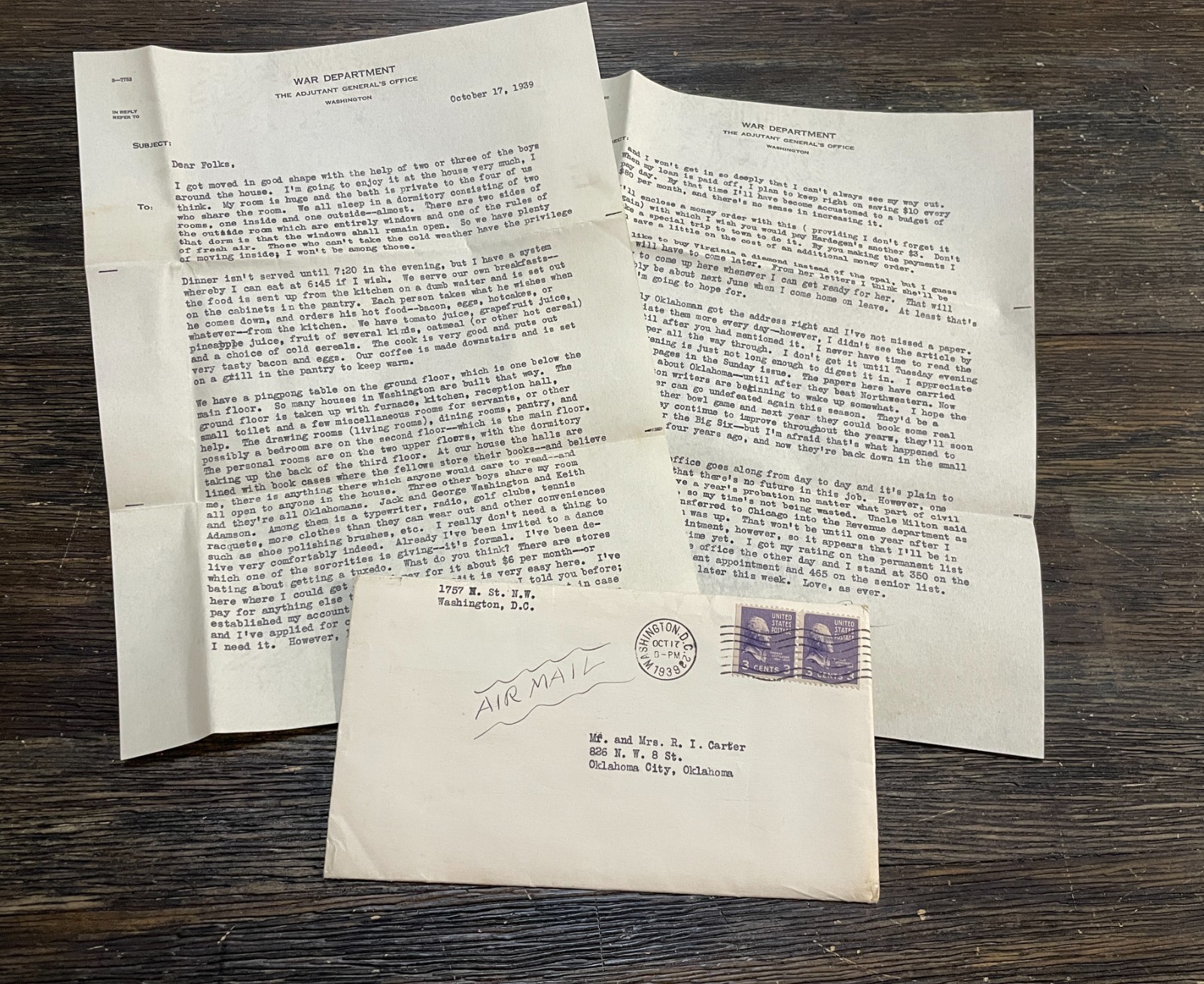 1939 War Department Letter Washington DC Civil Service WWII Era Engagement Ring 1939 War Department Letter Washington DC Civil Service WWII Era Engagement Ring