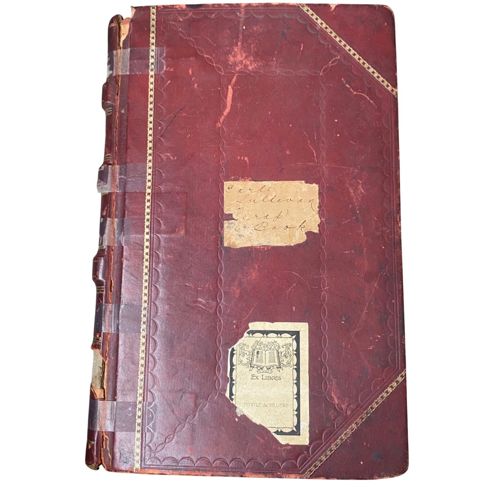 Antique 1906 Leather Ledger Scrapbook WWI Era News Clippings Maps Ephemera Antique 1906 Leather Ledger Scrapbook WWI Era News Clippings Maps Ephemera