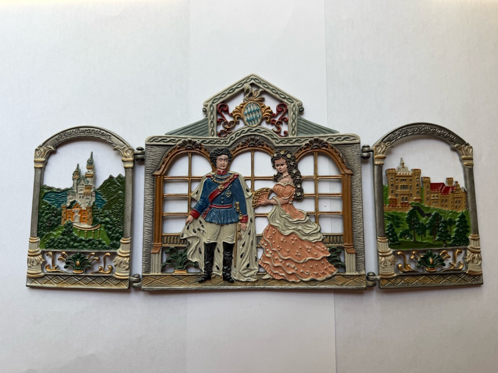 King Ludwig II Of Bavaria And Empress Elisabeth Of Austria C.Iron Folding Screen King Ludwig II Of Bavaria And Empress Elisabeth Of Austria C.Iron Folding Screen