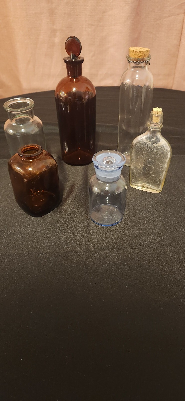 Vintage Glass Bottle Lot of 6 - T.C. Wheaton, Snuff, Antique Liquor Flask