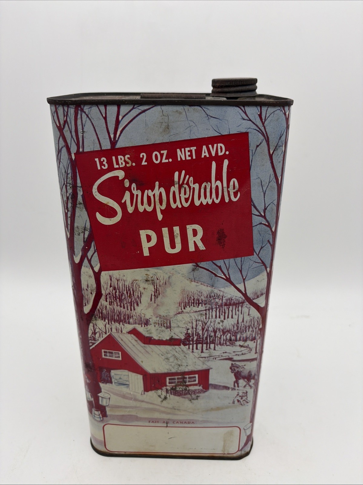 VTG PURE MAPLE SYRUP Tin 1 Gallon English & French - Made in Canada Sugar Shack VTG PURE MAPLE SYRUP Tin 1 Gallon English & French - Made in Canada Sugar Shack