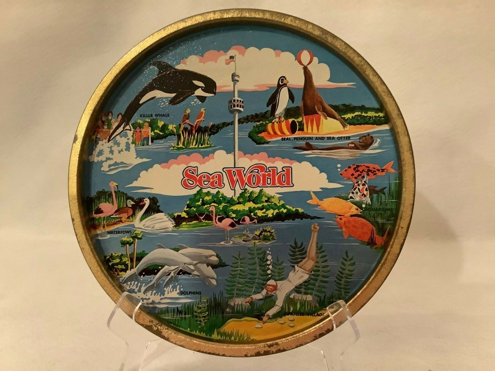 Sea World Metal Collectible Vintage Beer Tray Or Platter Souvenir Retro Home