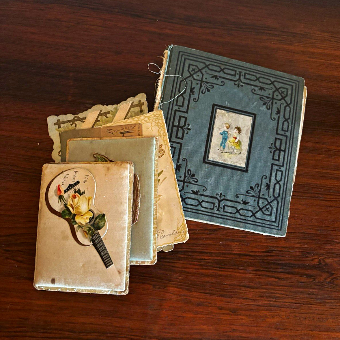 Antique Victorian Scrapbook Album with Advertising Trade Cards & Ephemera Antique Victorian Scrapbook Album with Advertising Trade Cards & Ephemera