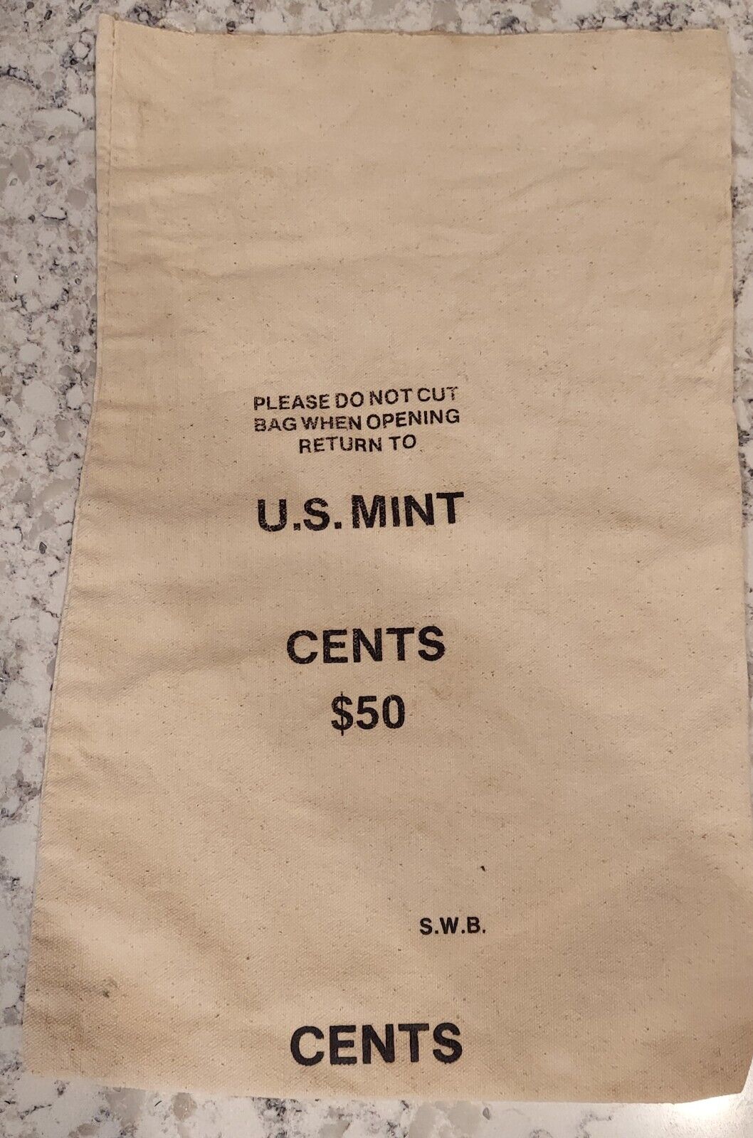 U.S. Mint Cents $50 Canvas Money Coin Bag Vintage 
