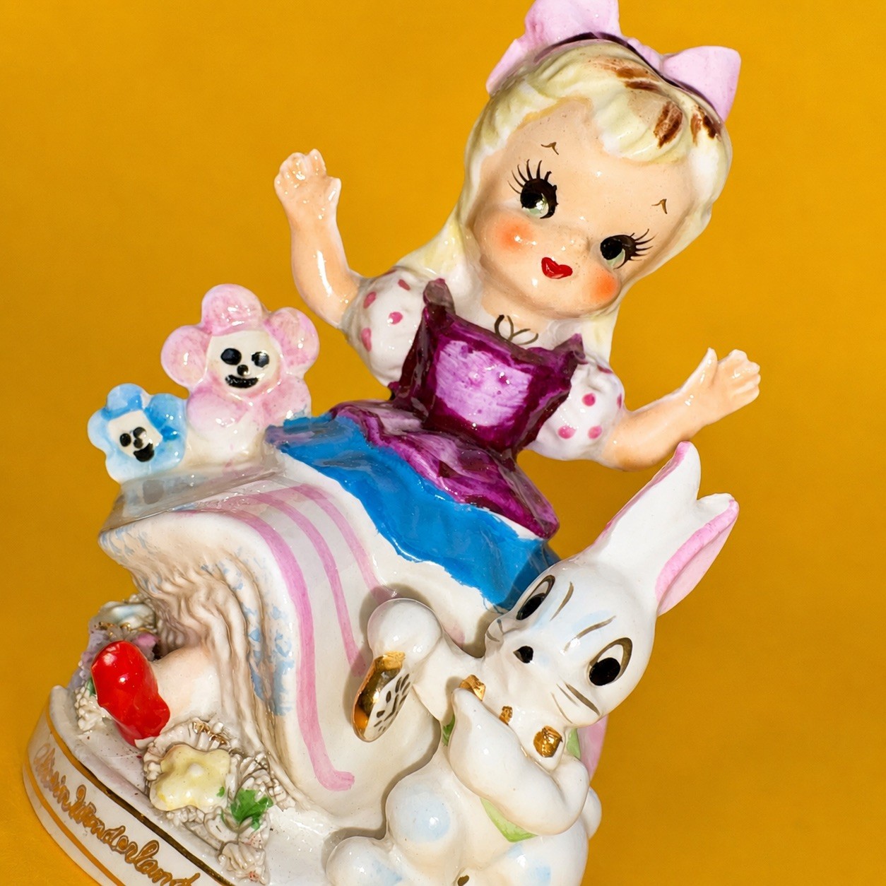 ULTRA RARE TMJ Vtg Alice in Wonderland Girl Rabbit Figurine Statue Napco Lefton ULTRA RARE TMJ Vtg Alice in Wonderland Girl Rabbit Figurine Statue Napco Lefton