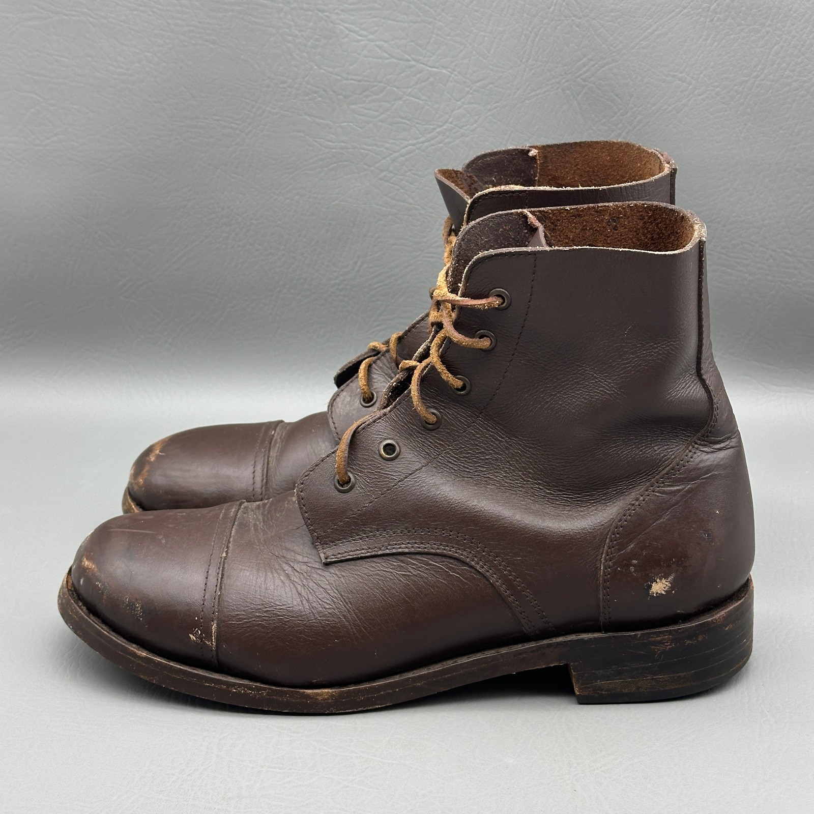 Handmade Civil War Reenactment Boots Mens Size 12 Brown Leather Cap Toe Lace Up Handmade Civil War Reenactment Boots Mens Size 12 Brown Leather Cap Toe Lace Up