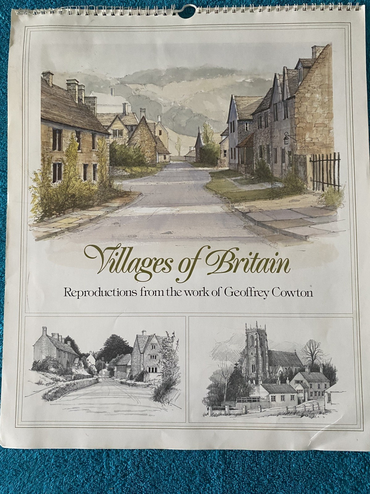 Vintage 1989 VILLAGES OF ENGLAND Calendar with GEOFFREY COWTON Reproductions Vintage 1989 VILLAGES OF ENGLAND Calendar with GEOFFREY COWTON Reproductions