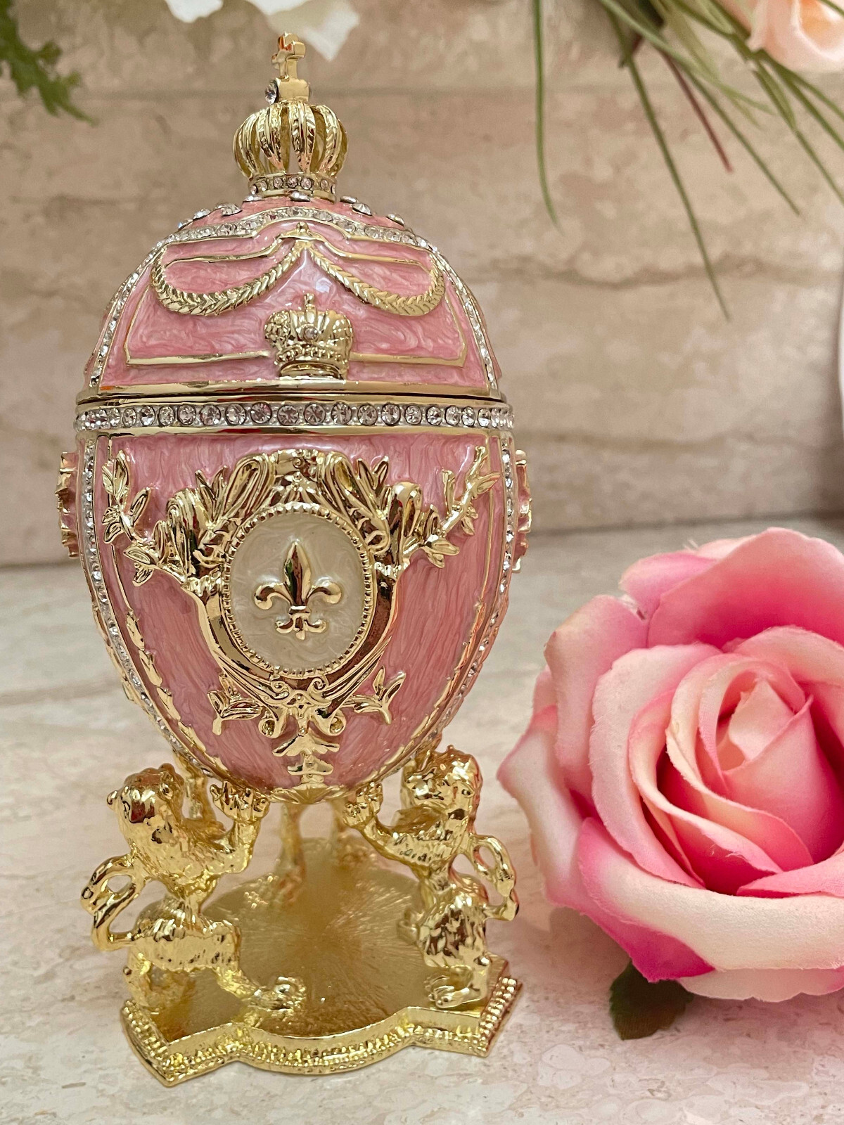 Fabergé egg 24k GOLD Faberge Egg Trinket box Imperial Faberge 24k Gold Fabergé egg 24k GOLD Faberge Egg Trinket box Imperial Faberge 24k Gold