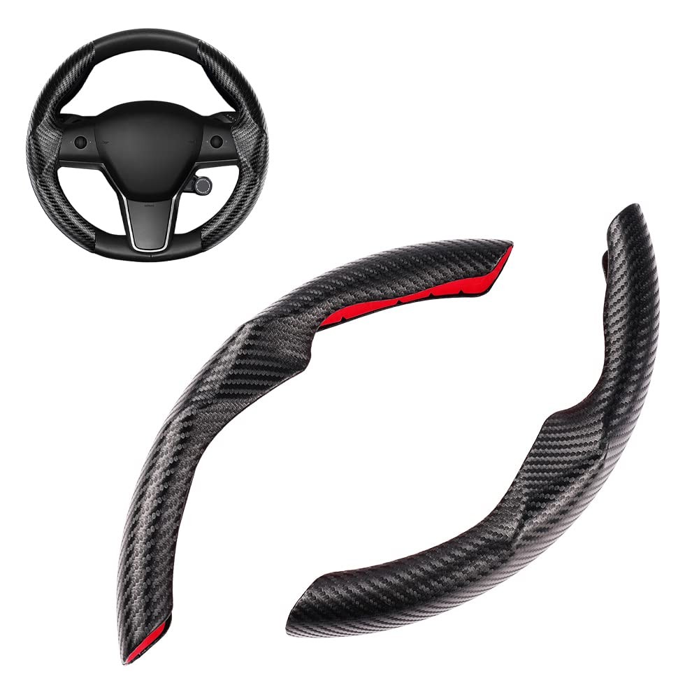 Black Steering Wheel Cover for Tesla Model 3/Y 2016-2025 2026 Juniper/Highlan...