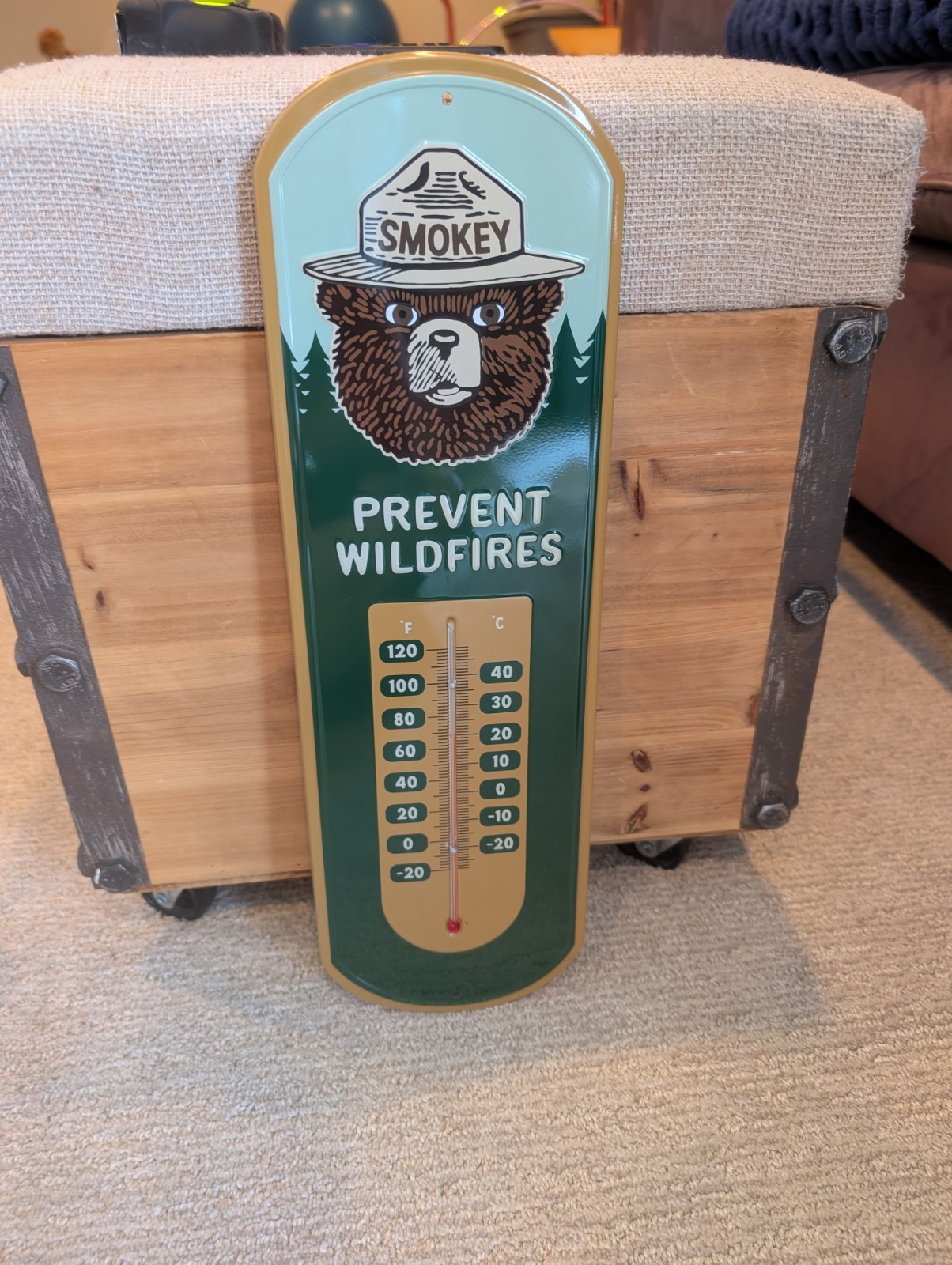 Officially Licensed Smokey The Bear Open Roads Metal Thermometer 18" X 5.75" Officially Licensed Smokey The Bear Open Roads Metal Thermometer 18" X 5.75"