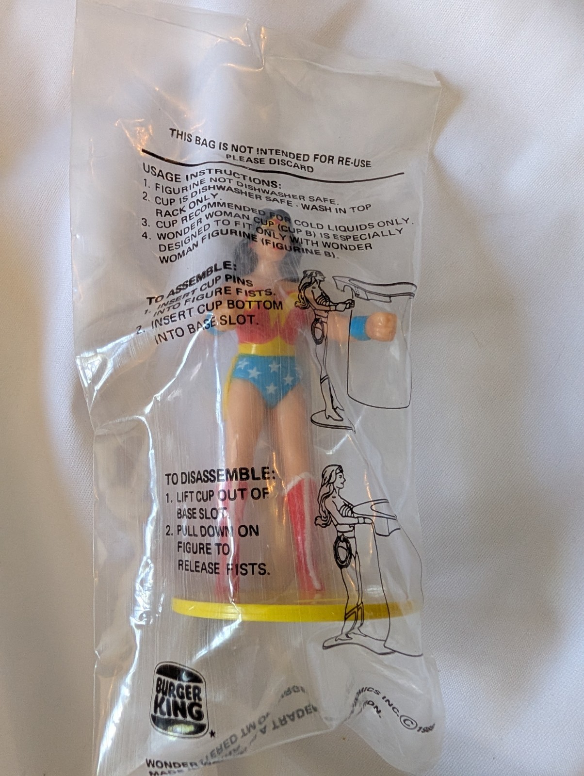 1988 Burger King Wonder Woman Figurine Cup Holder No Cup New 1988 Burger King Wonder Woman Figurine Cup Holder No Cup New