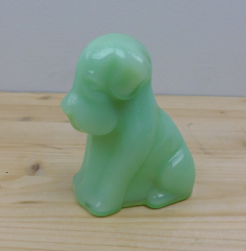 Vintage Degenhart Art Glass Pooch the Dog Figurine #37 "April Green" UV Glow Vintage Degenhart Art Glass Pooch the Dog Figurine #37 "April Green" UV Glow