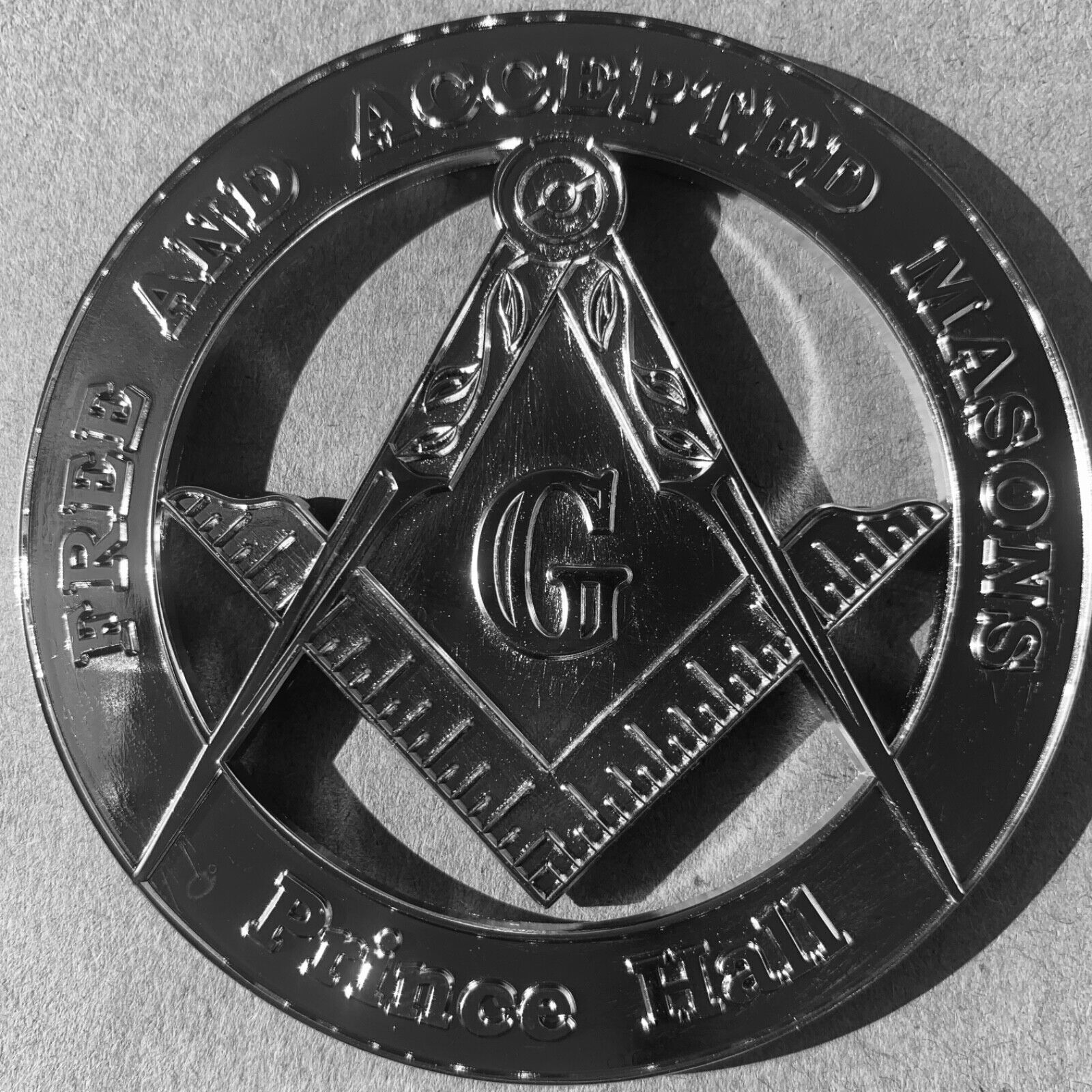 Masonic prince hall chrome emblem for truck car  3 inches