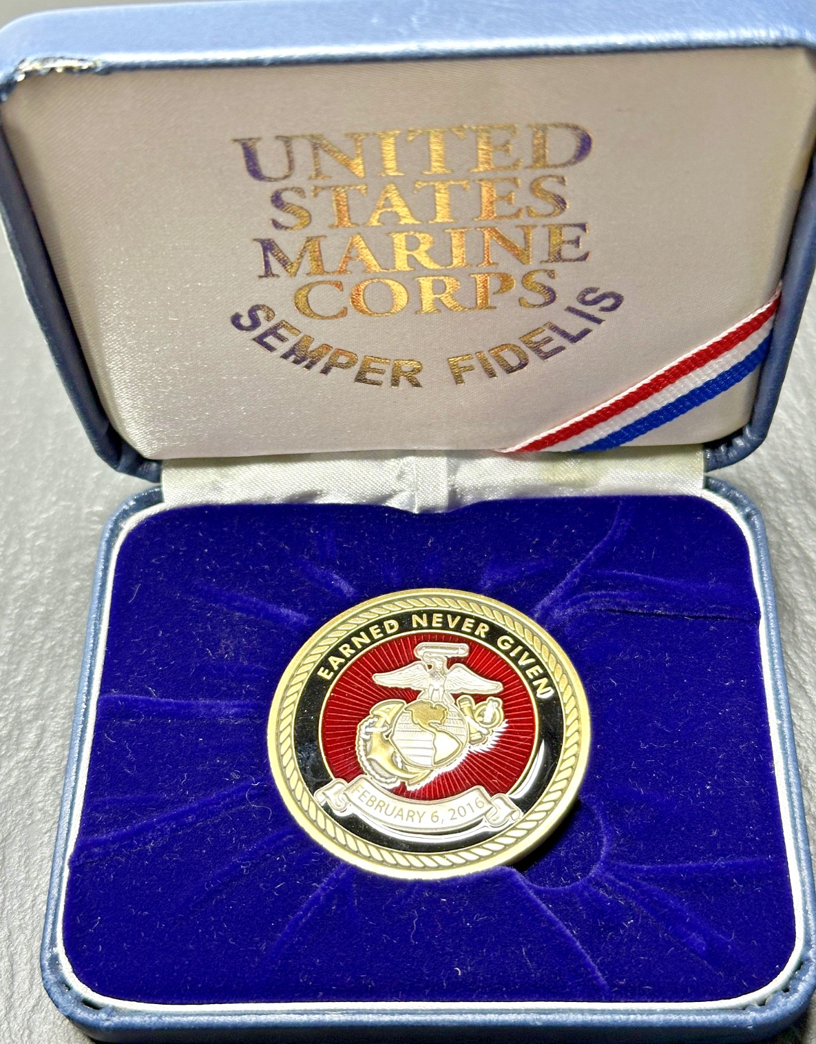 US MARINE CORPS CHALLENGE COIN IN BOX BY NORTHWEST TERRITORIAL MINT M566