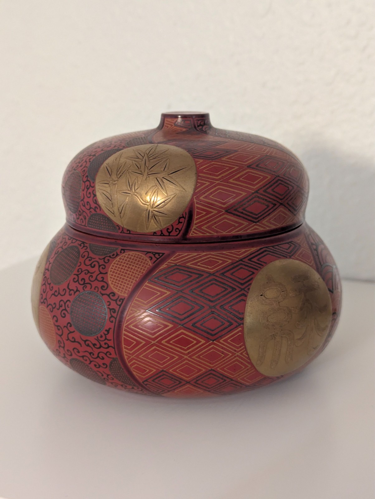 Exquisite Wajima Mizusashi vintage hand decorated water container japan gourd Exquisite Wajima Mizusashi vintage hand decorated water container japan gourd