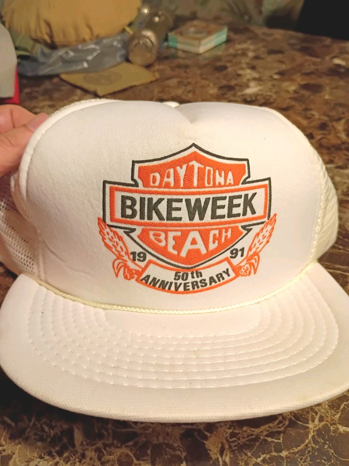 Vintage 1991 Bike Week Daytona Beach Harley Davidson Snapback Trucker Hat Mesh Vintage 1991 Bike Week Daytona Beach Harley Davidson Snapback Trucker Hat Mesh