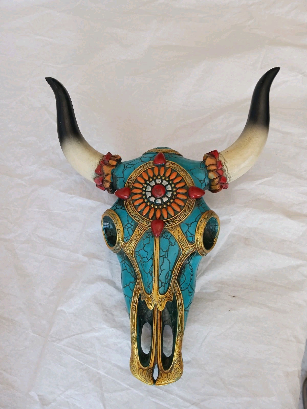 Southwest Steer Bison Cow Aztec Sun Gold And Turquoise Mosaic Skull Wall Decor Southwest Steer Bison Cow Aztec Sun Gold And Turquoise Mosaic Skull Wall Decor