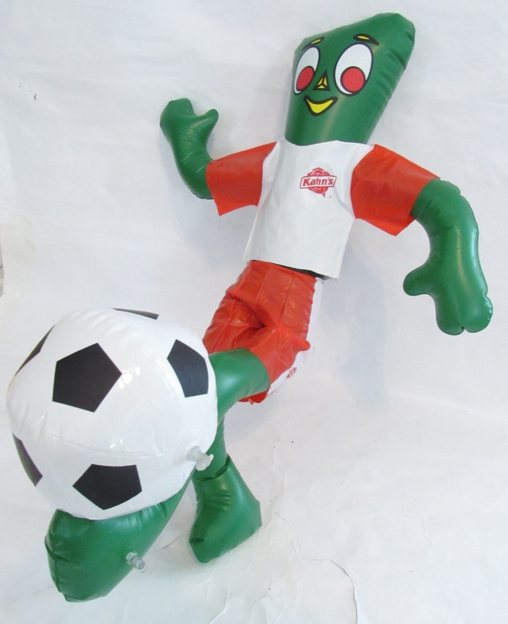 RARE 90's Gumby 3Ft Inflatable Kahn's Soccer Advertising Uniform Store Display RARE 90's Gumby 3Ft Inflatable Kahn's Soccer Advertising Uniform Store Display