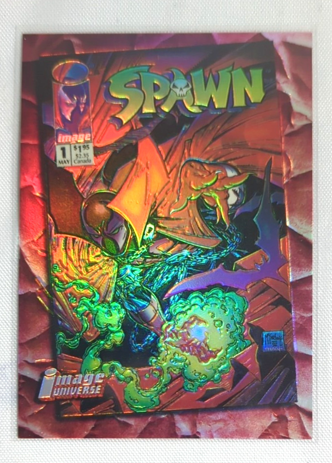 1995 Topps, Image Universe (First Issues) Rare Chromium Spawn #1 Card, D4 1995 Topps, Image Universe (First Issues) Rare Chromium Spawn #1 Card, D4
