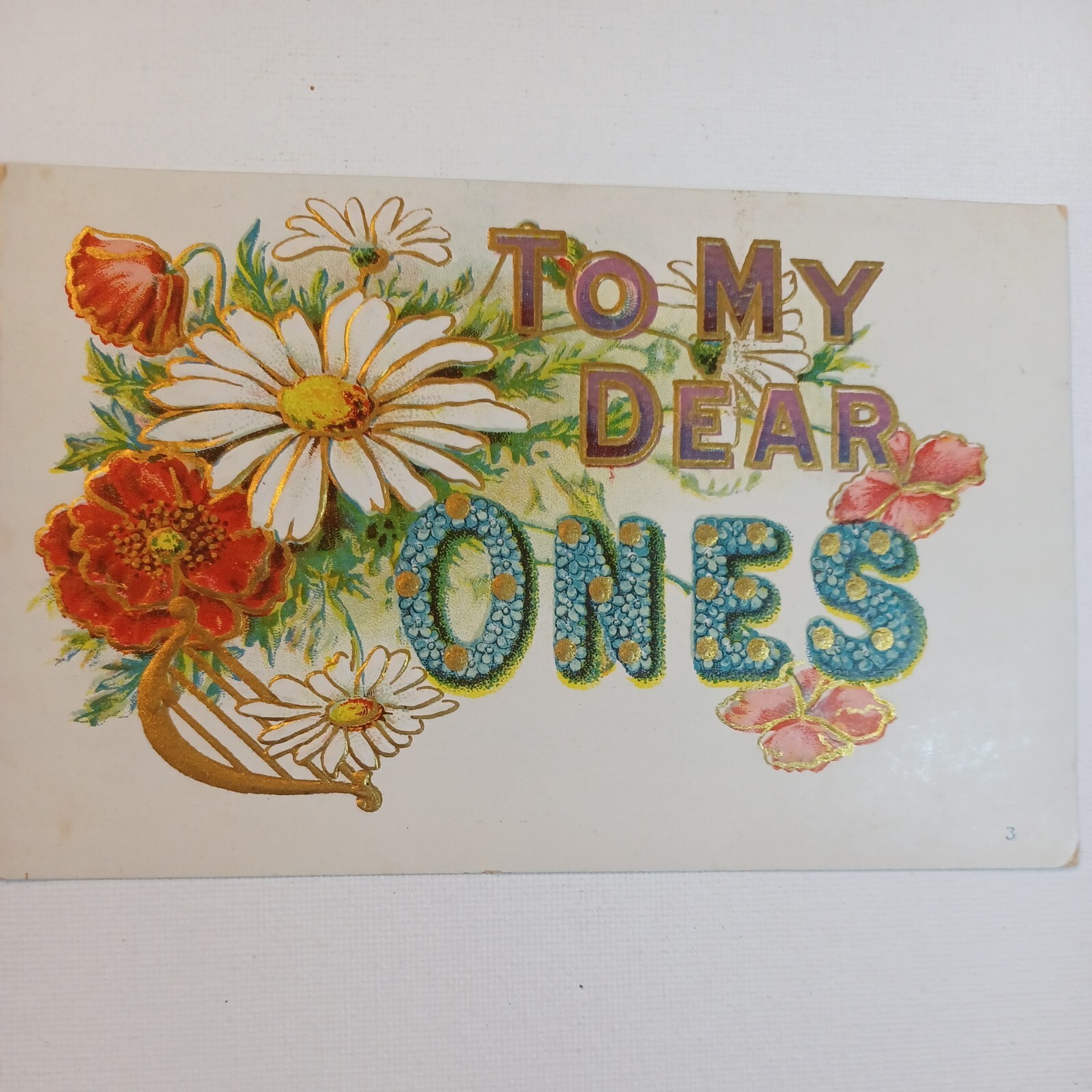To My Dear Ones Large Letter Postcard Embossed Embossed Flowers Gold gilded To My Dear Ones Large Letter Postcard Embossed Embossed Flowers Gold gilded