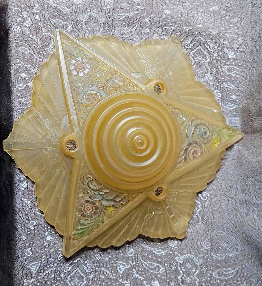 Rare 1920’s Consolidated Glass Company "Modernizer" Glass Ceiling Shade