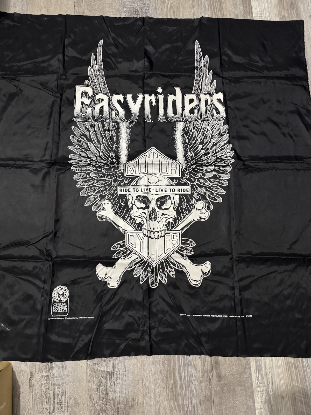 Rare Vintage 1985 Easyriders Silk Tapestry Officially Licensed 43 x 42 Rare Vintage 1985 Easyriders Silk Tapestry Officially Licensed 43 x 42