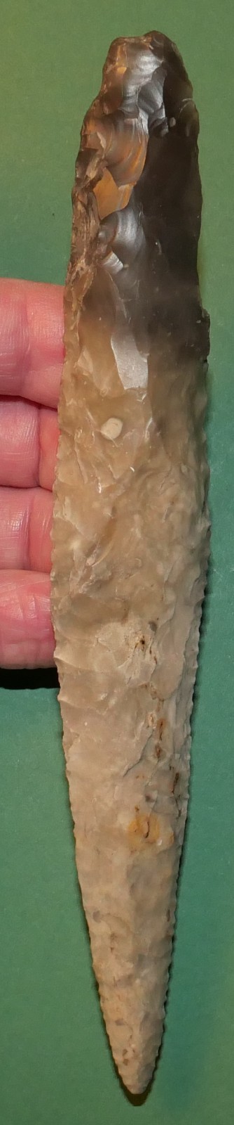 DAGGER TYPE II . WITH NICE FLAKING. DANISH NEOLITHIC DAGGER. restored tip DAGGER TYPE II . WITH NICE FLAKING. DANISH NEOLITHIC DAGGER. restored tip