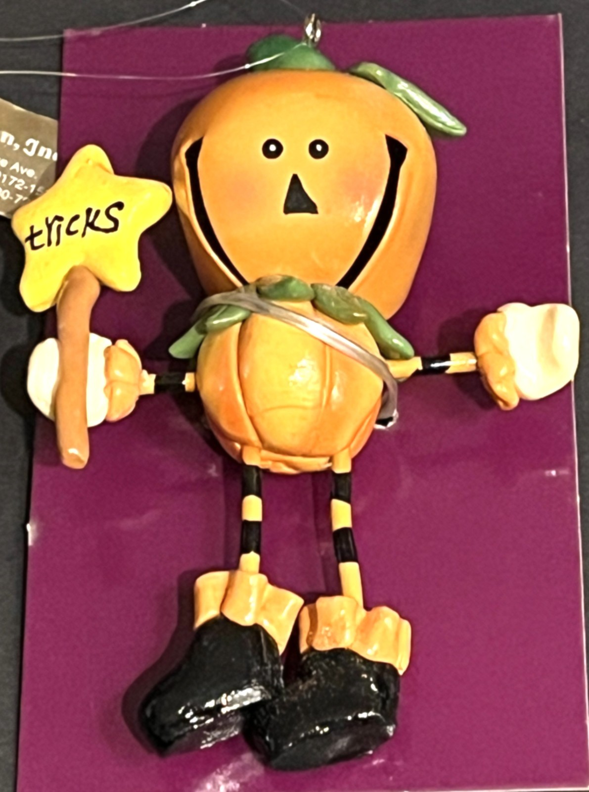 Roman Halloween metal bell, Jack o lantern man, New, poly box, #20935 ornament