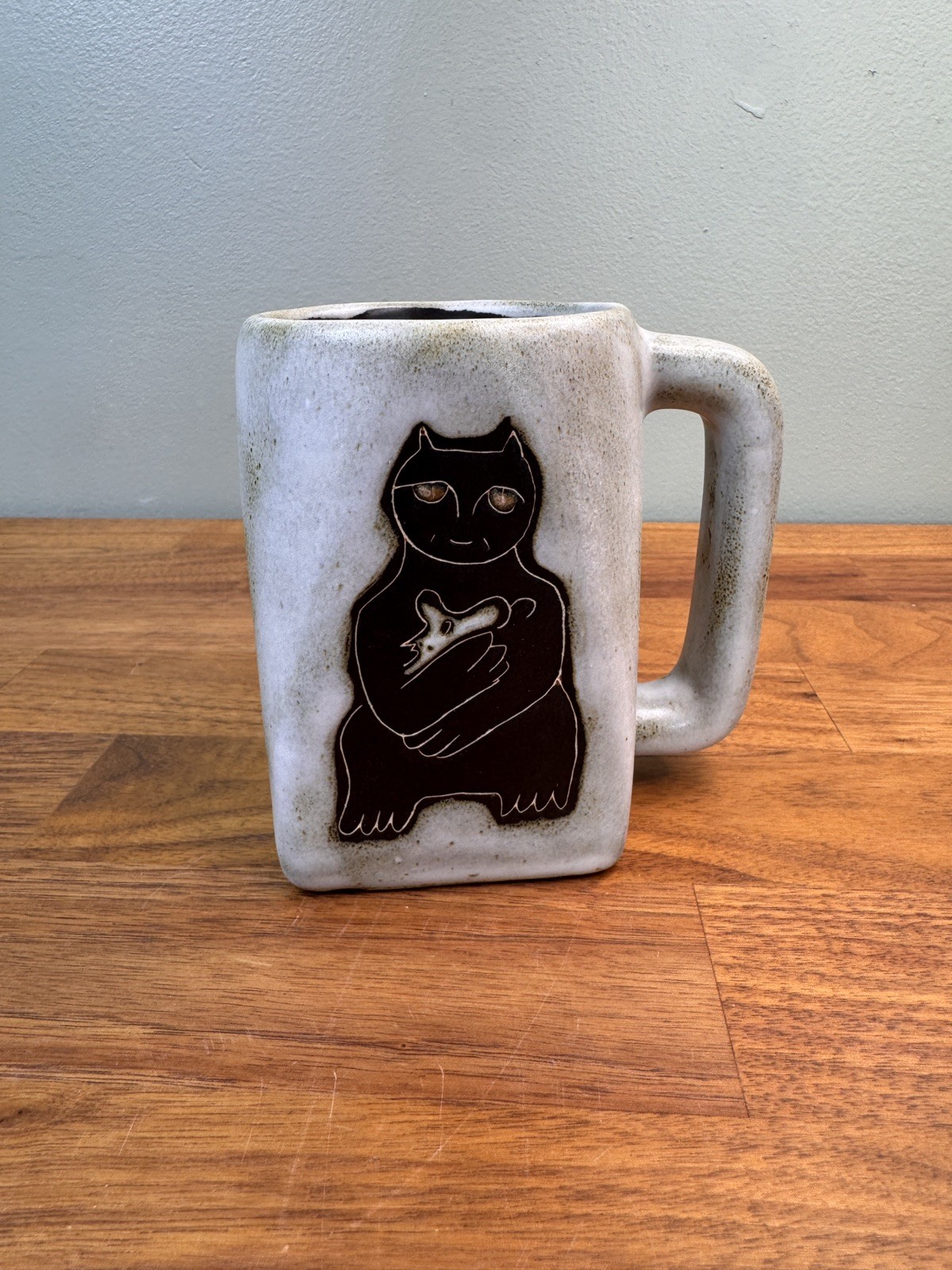 Mara of Mexico Art Pottery Black Cat Mug Stoneware 12 Oz Sturdy Excellent Square Mara of Mexico Art Pottery Black Cat Mug Stoneware 12 Oz Sturdy Excellent Square