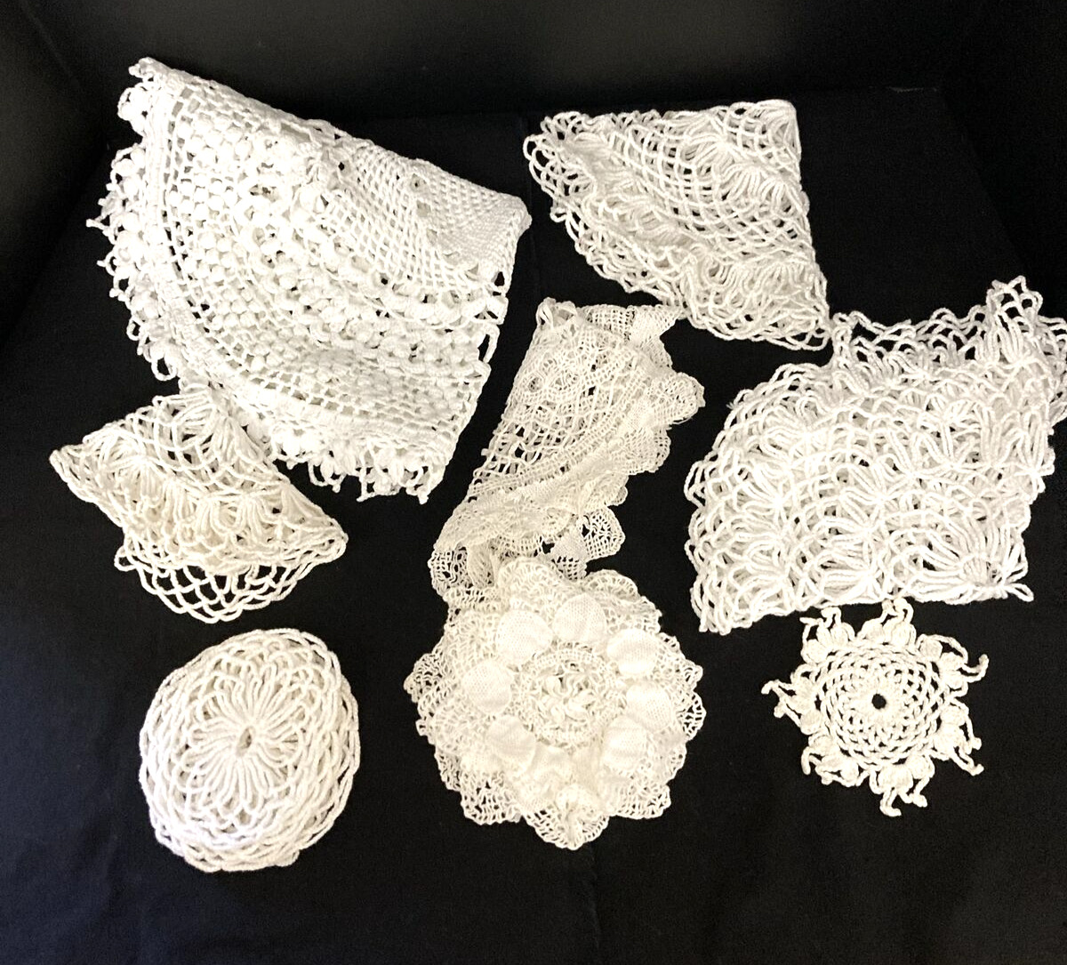 Vtg Crocheted Doilies Lot of 15 Various Sizes Shapes Crafts Tea Party Bridal
