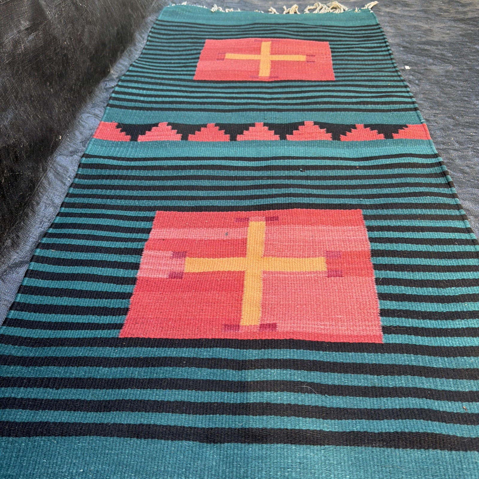Navajo Germantown Revival Weaving/Rug Multicolor 62”x29” Inch RARE