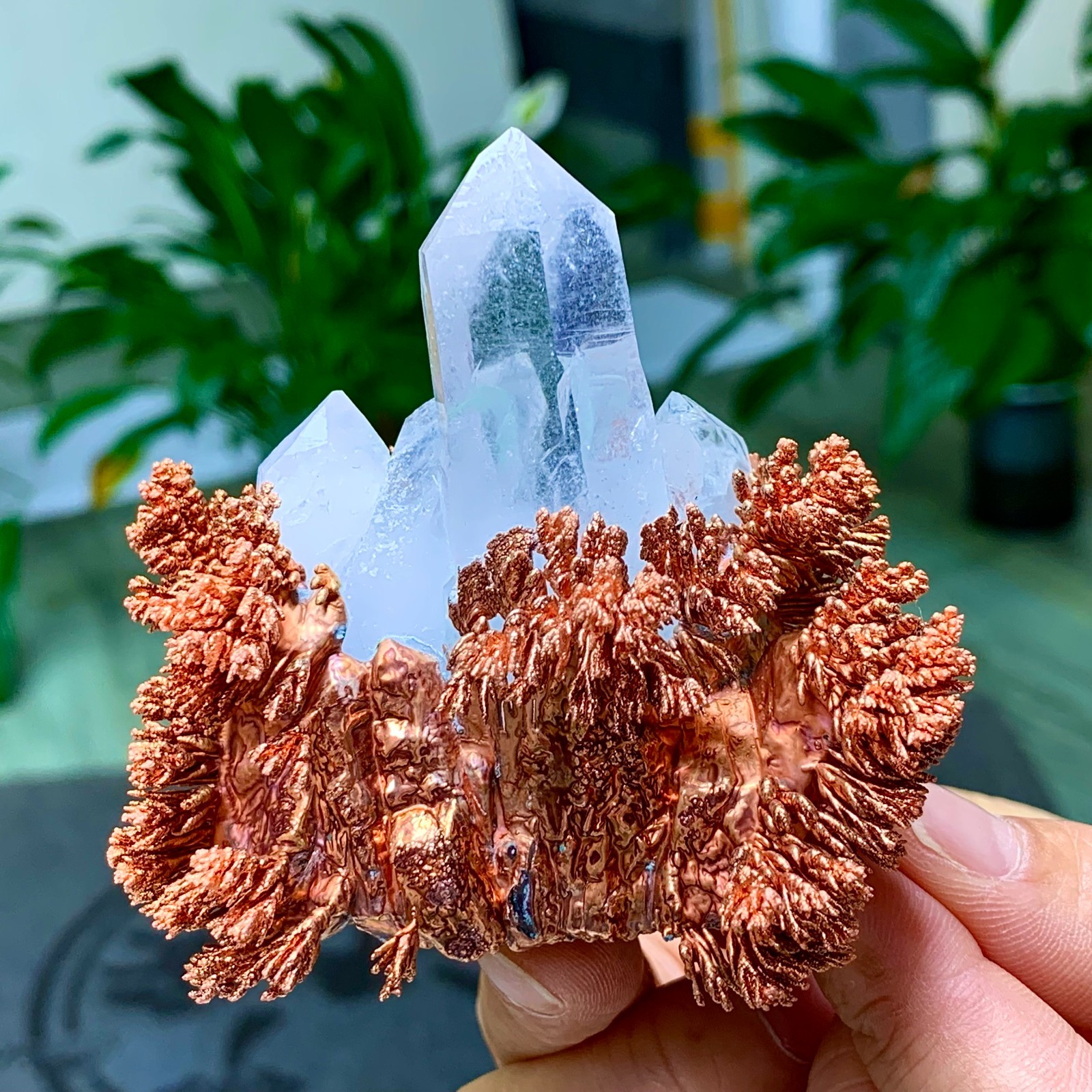 168G Natural Crystal Rare iridescent Native Copper+white quartz symbiosis 168G Natural Crystal Rare iridescent Native Copper+white quartz symbiosis