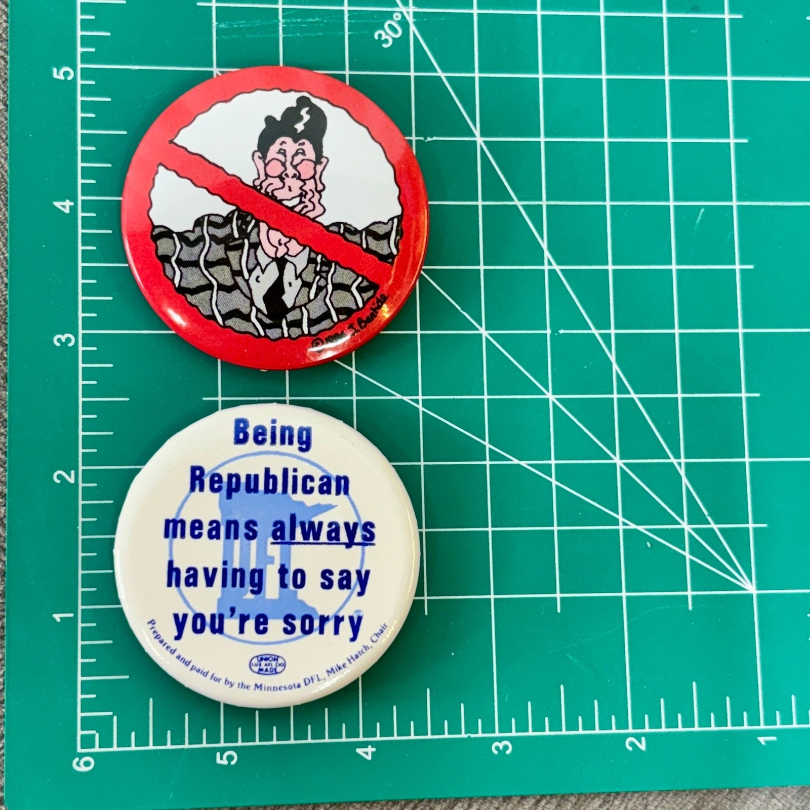Anti-Reagan Anti-Republican Pins Buttons Pinbacks Political Lot of 2 Anti-Reagan Anti-Republican Pins Buttons Pinbacks Political Lot of 2