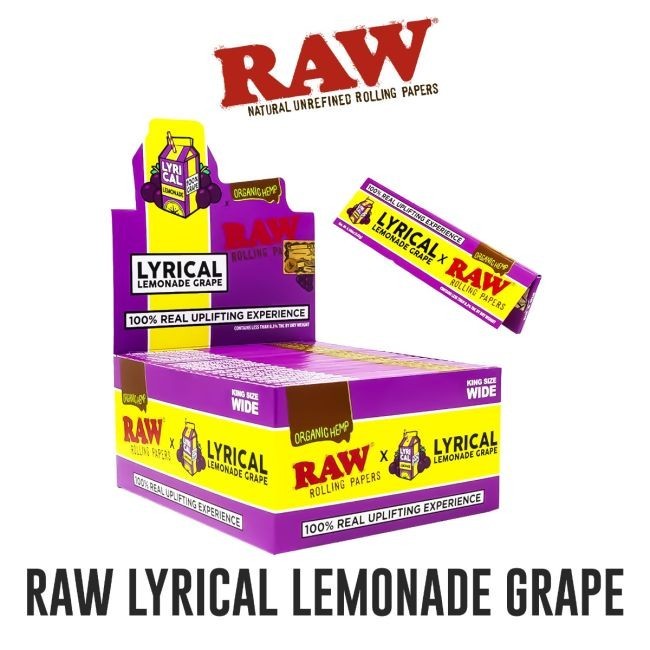 π 50 X RAW LYRICAL LEMONADE GRAPE KING SIZE WIDE ORGANIC HEMP PAPERS π 50PK π π 50 X RAW LYRICAL LEMONADE GRAPE KING SIZE WIDE ORGANIC HEMP PAPERS π 50PK π