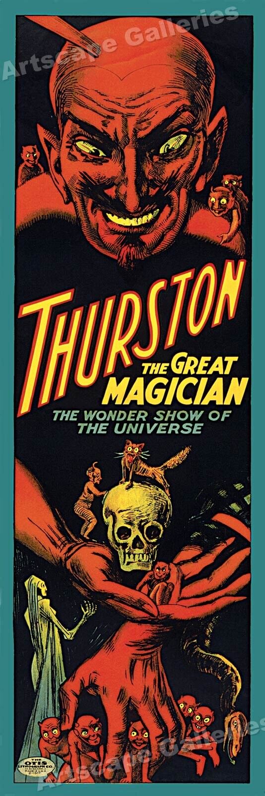 1914 Thurston The Great Magician - Vintage Style Magic Poster - 12x36