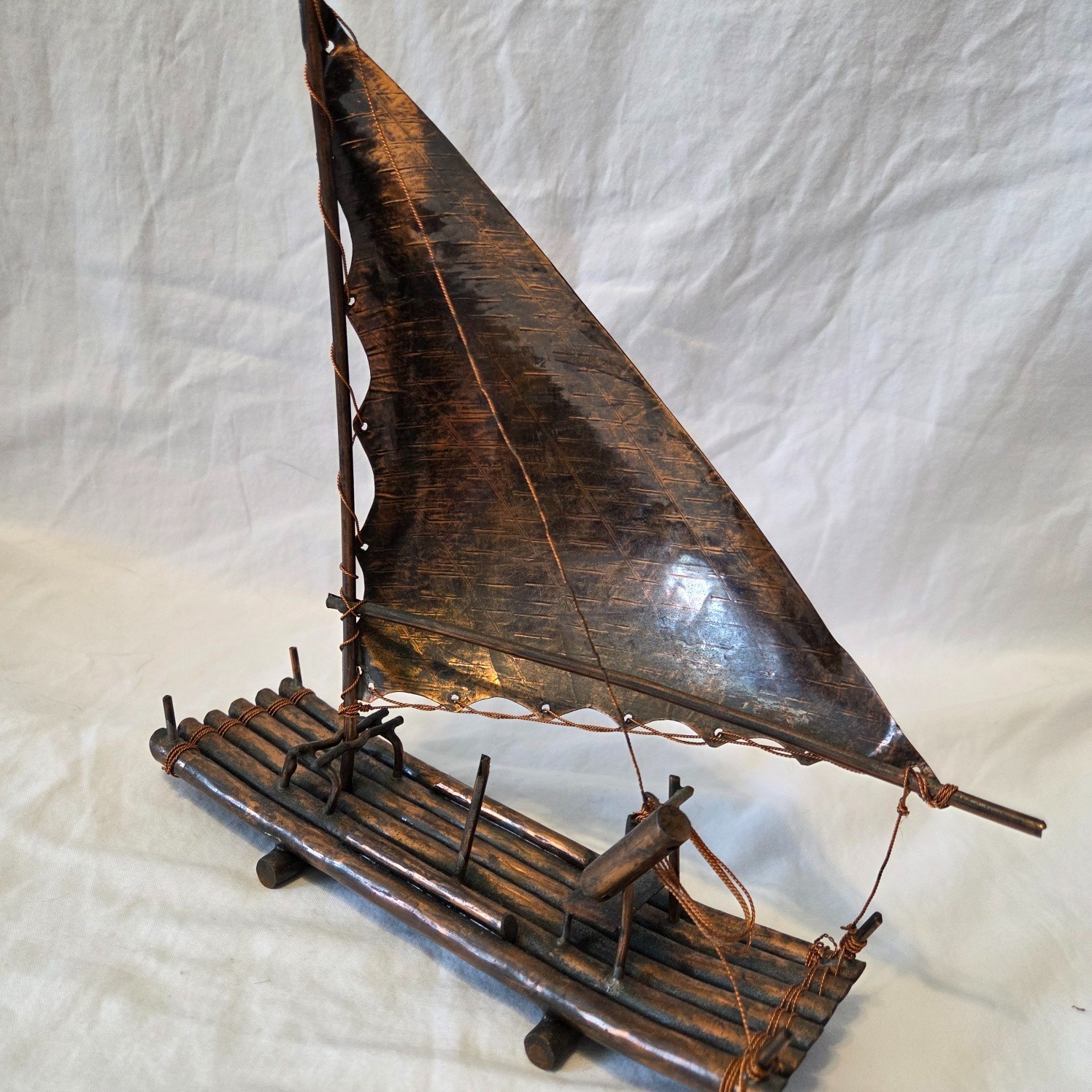 VINTAGE HANDMADE COPPER PRIMITIVE BRAZILIAN FISHING VESSEL VINTAGE HANDMADE COPPER PRIMITIVE BRAZILIAN FISHING VESSEL