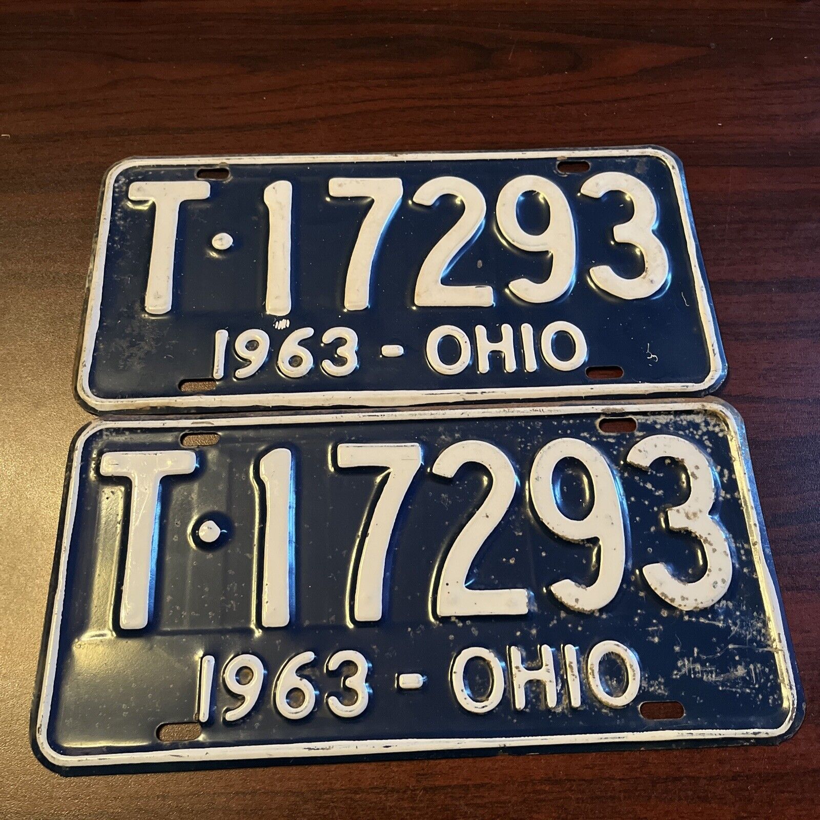 1963 Ohio License Plate Pair T-17293