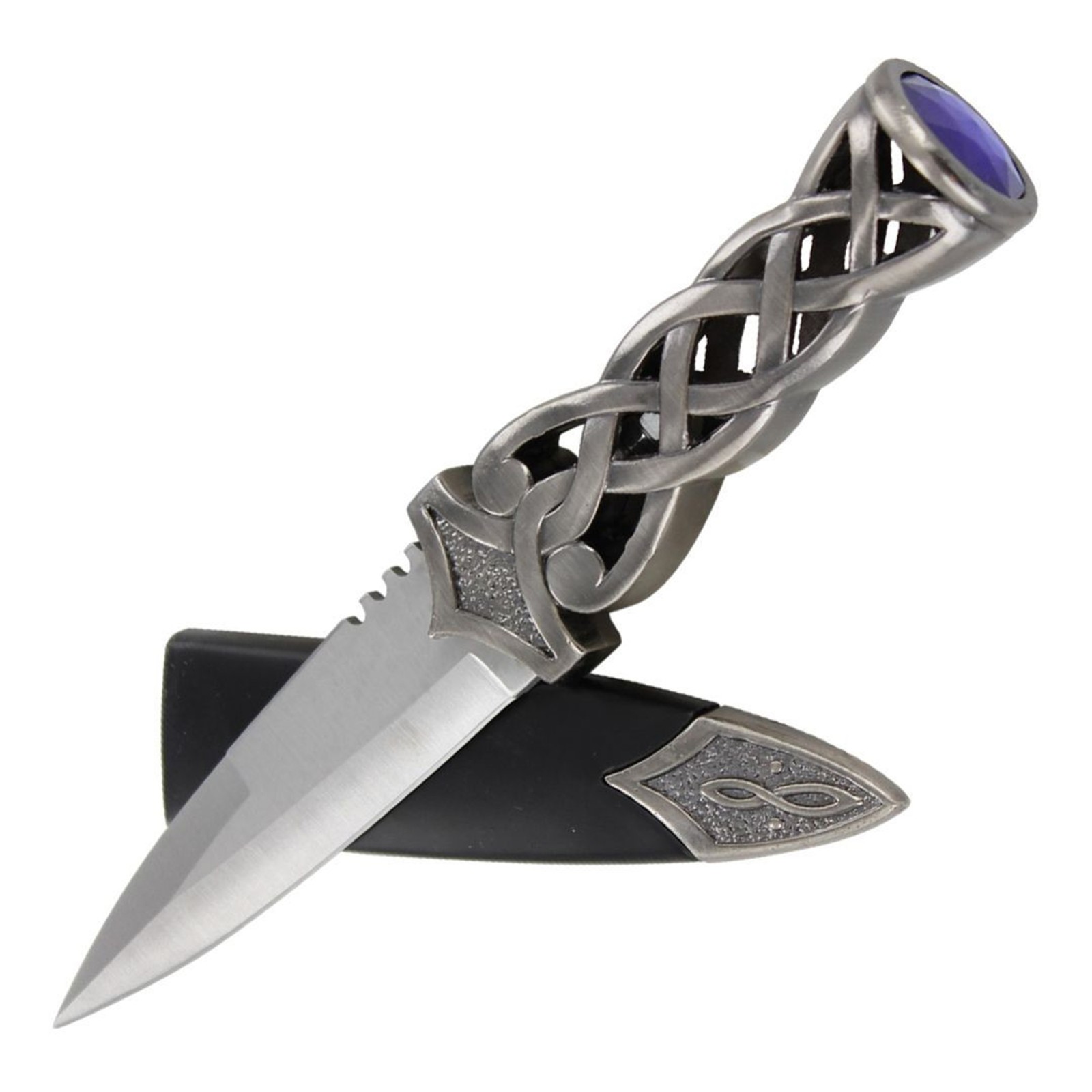 9" Scottish Sgian Dubh Dagger: Gaelic Celtic Knotwork - Blue Gem Highland Knife 9" Scottish Sgian Dubh Dagger: Gaelic Celtic Knotwork - Blue Gem Highland Knife