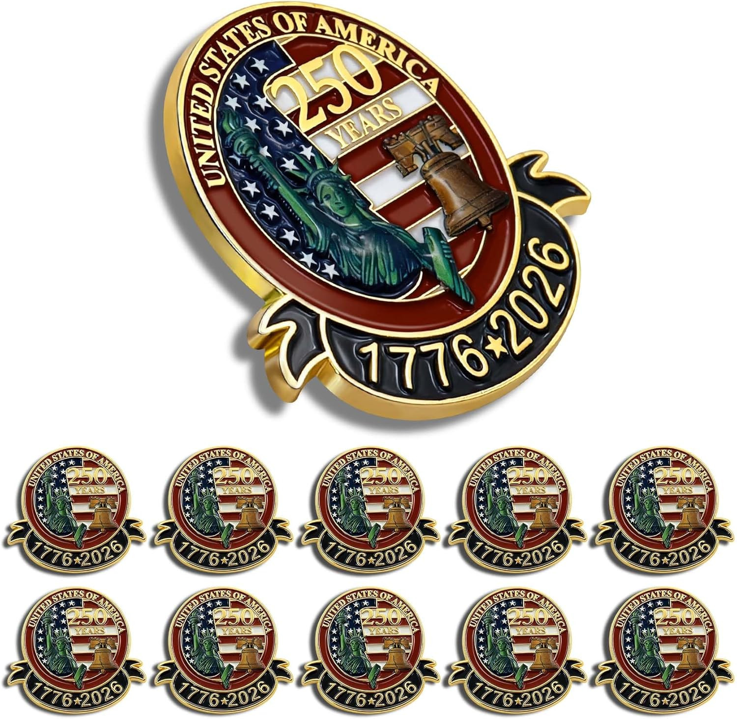10PCS USA 250th Anniversary Lapel Pin 1776-2026 Patriot Independence Day 10PCS USA 250th Anniversary Lapel Pin 1776-2026 Patriot Independence Day