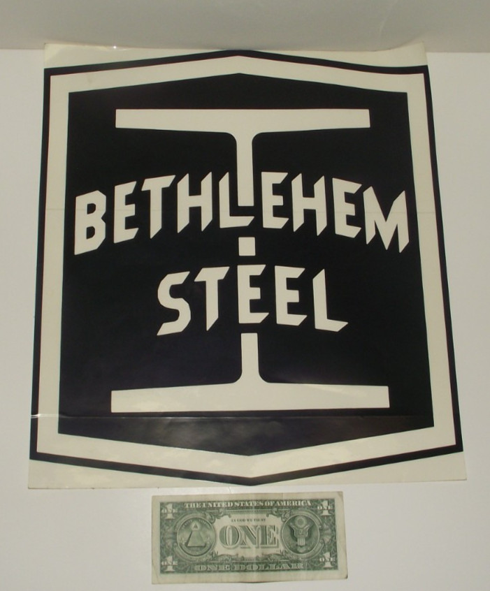 RARE NOS Vintage Original Bethlehem Steel Large 14.5"x 13.5" Sticker ESTATE FIND