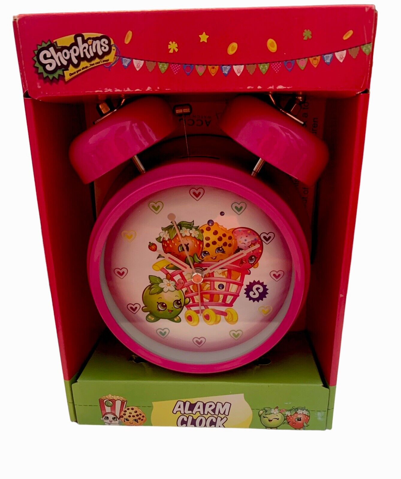 Shopkins Alarm Clock for Children/Kids Desk Clock Bell Ringer Analog Display NEW