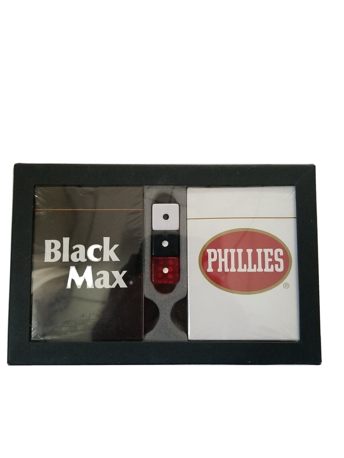 2DECKS BLACK MAX PHILLIES  CIGARS 3 DIFFERENT COLOR DICE PLAYING CARDS 