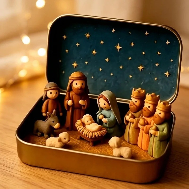 Mini Christmas Nativity Scene Set Portable Pocket Size Holiday Decoration Mini Christmas Nativity Scene Set Portable Pocket Size Holiday Decoration