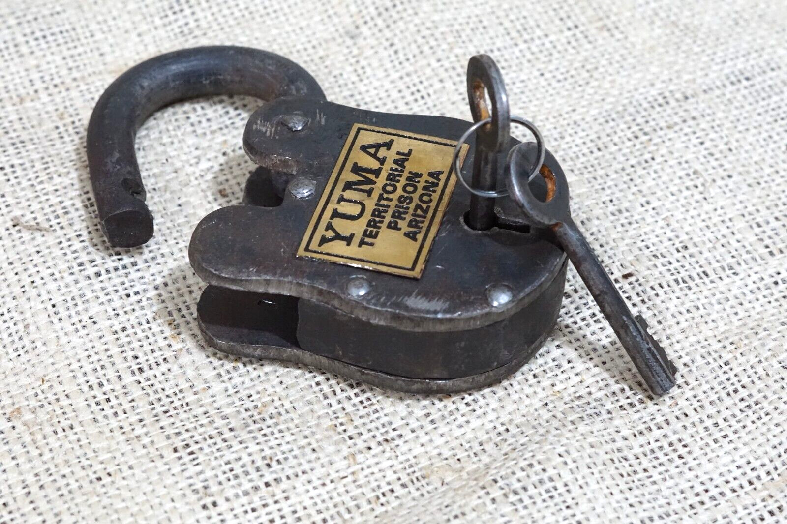 LARGE Yuma Territorial Prison Cast Iron Lock W/ 2 Keys 4 1/2\